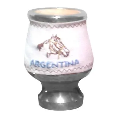 Mate Forrado al. Cuero Bordado Caballo