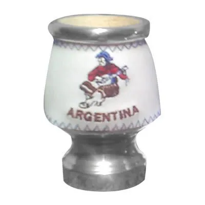 Mate Forrado al. Cuero Bordado Gaucho