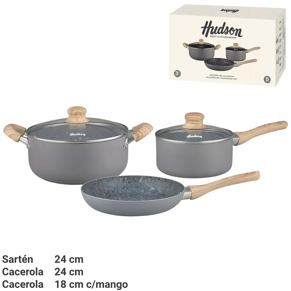 Hudson Granito Bateria 5 Piezas Antiadh.