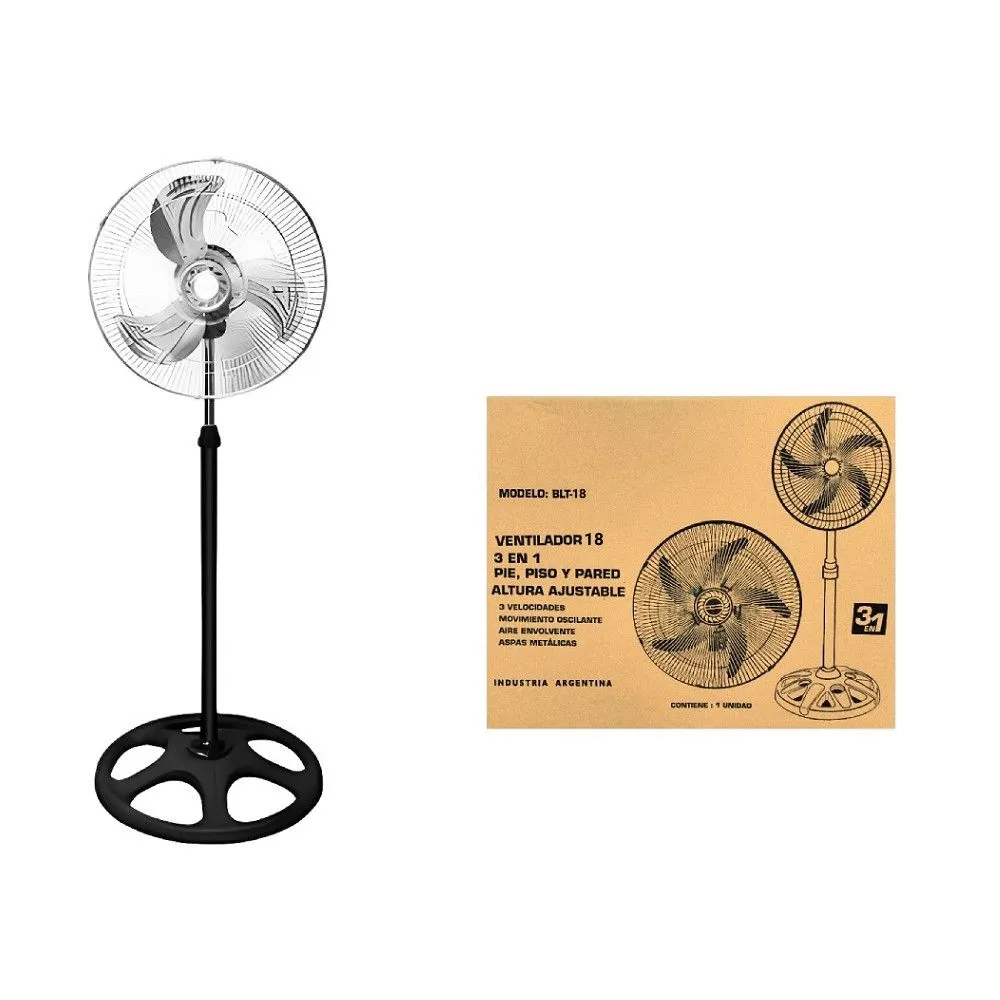 Ventilador 18" 45cm 3en1 3aspa 3vel. 90W