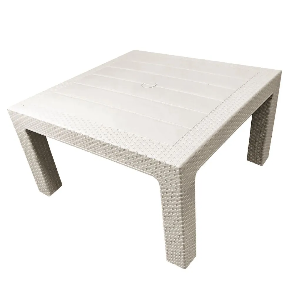 Poo Mesa Ratan Cuadrada 80cm Baja Blanca