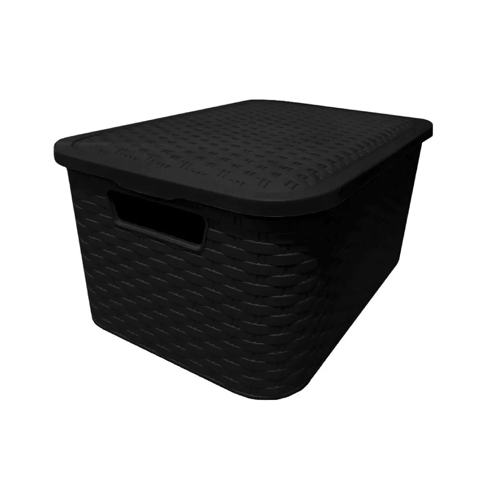 Poo Canasto Ratan c/Tapa Nº2 Negro