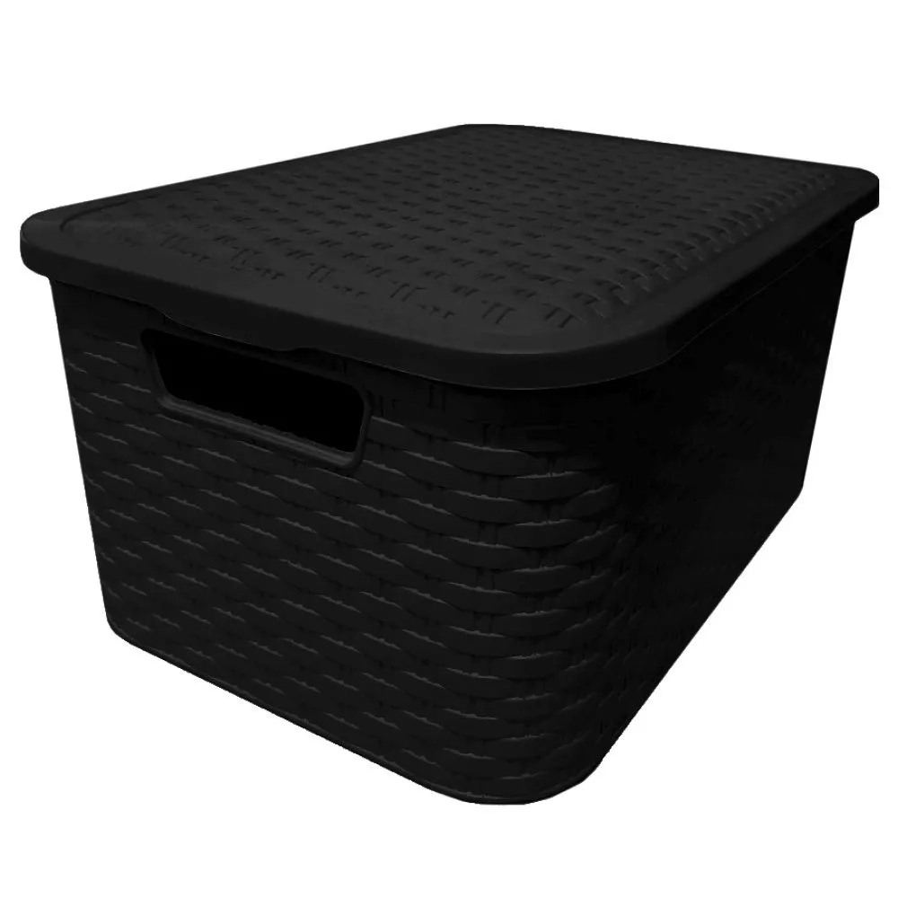 Poo Canasto Ratan c/Tapa Nº6 Negro