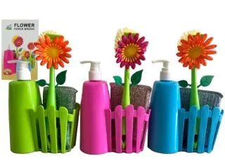 Dispenser Detergente Flor c/Cepillo/Espo