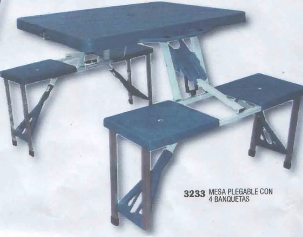 Mesa Plegable con 4 Banquetas