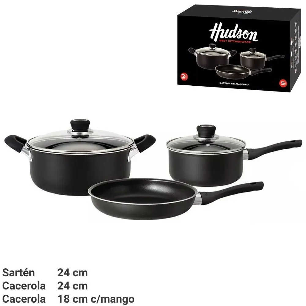 Hudson Bateria Alum Antiad 5pzas Negro