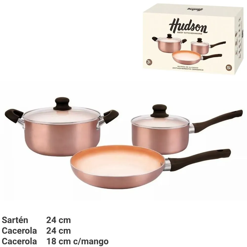 Hudson Cobre Bateria Antia Ceramic 5pzas