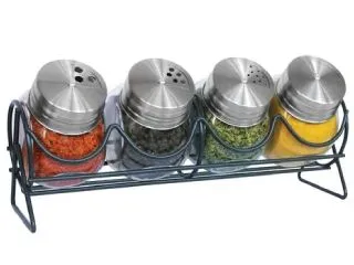 Hudson Set Especieros Vidrio Tapa Acero