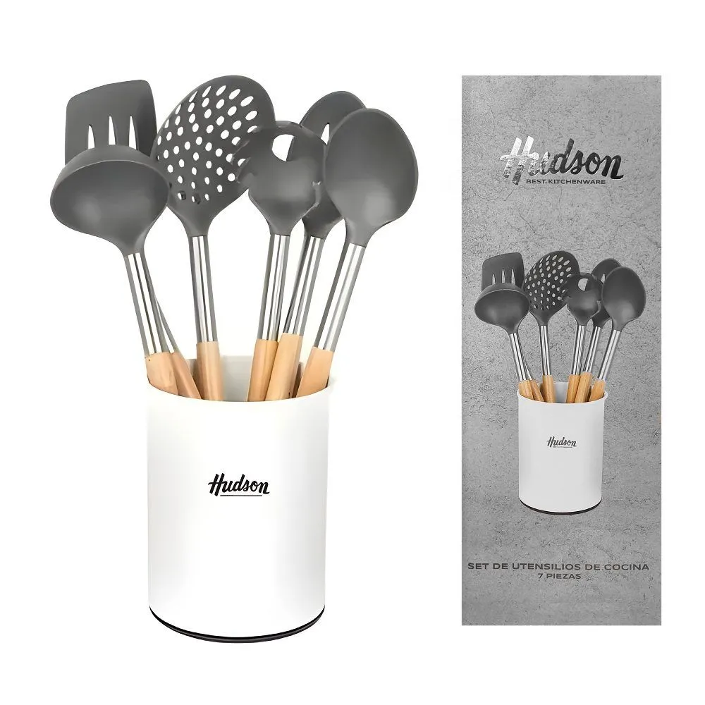 Hudson Set 6 Utensilios Nylon Mgo Madera