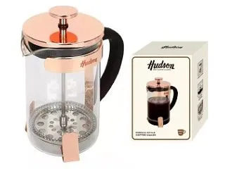 Hudson Cafetera Vid. Embolo 600ml. Cobre