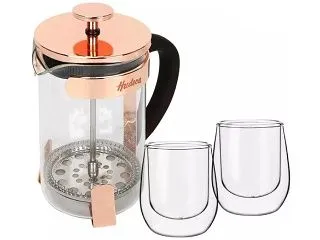 Hudson Set Cafetera Vidrio+2 Vasos Termi