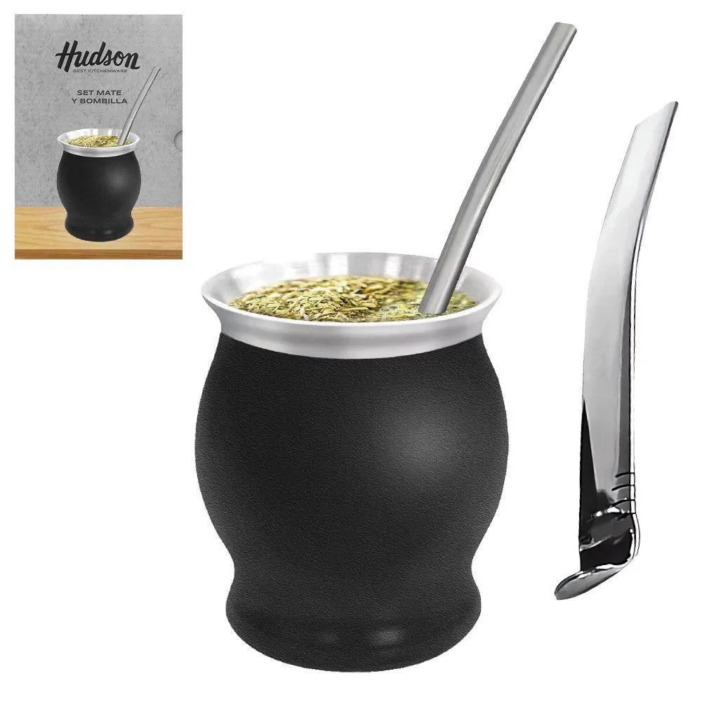 Hudson Mate Acero c/Bombilla Copa Negro