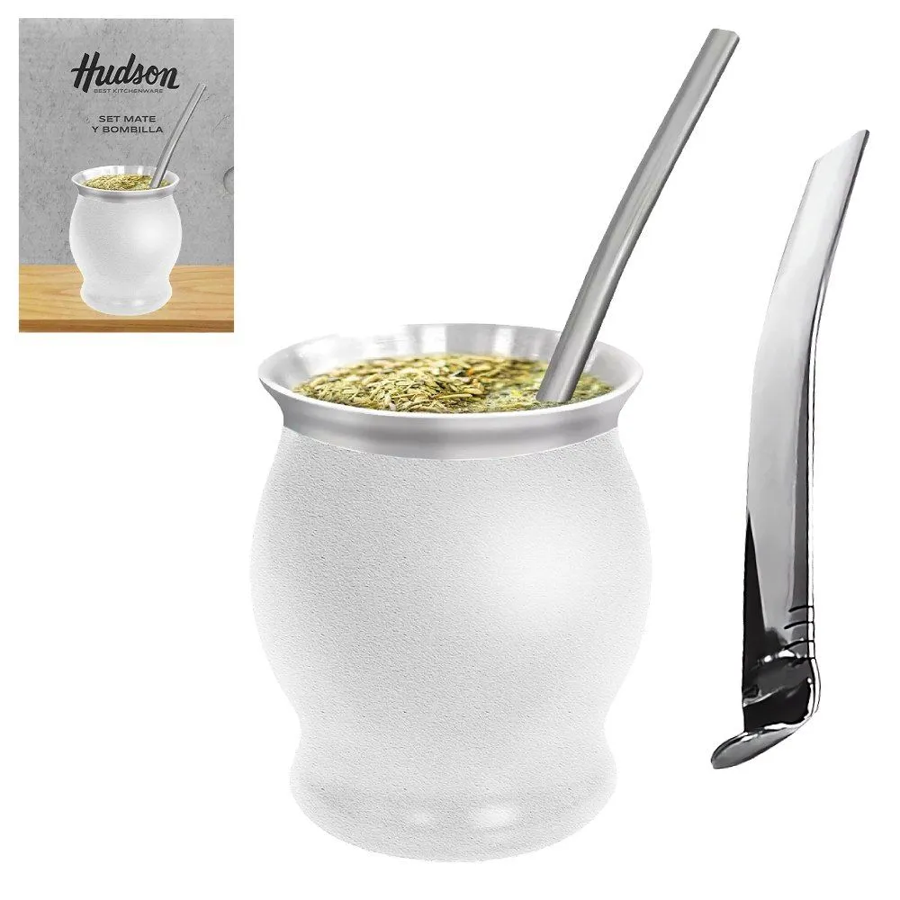 Hudson Mate Acero c/Bombilla Copa Blanco