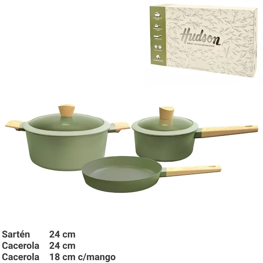 Hudson Olive Bateria Antiadherente 5pzas