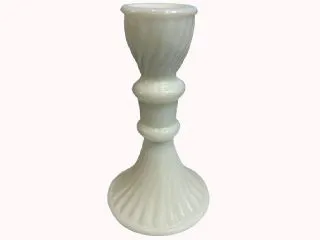 Candelabro Vidrio Blanco Rayado 15cm