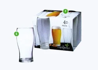 Rigolleau Vaso Pinta Flint Pack x4