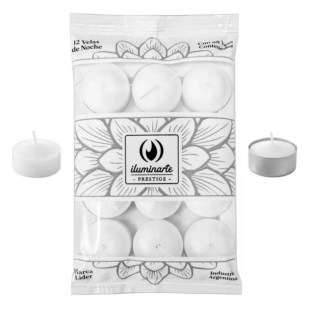 Iluminar Vela de Noche x12 Blanca c/Vaso