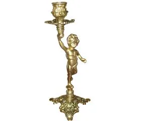 Zamac Porta Vela Angel 26cm Dorado c/u