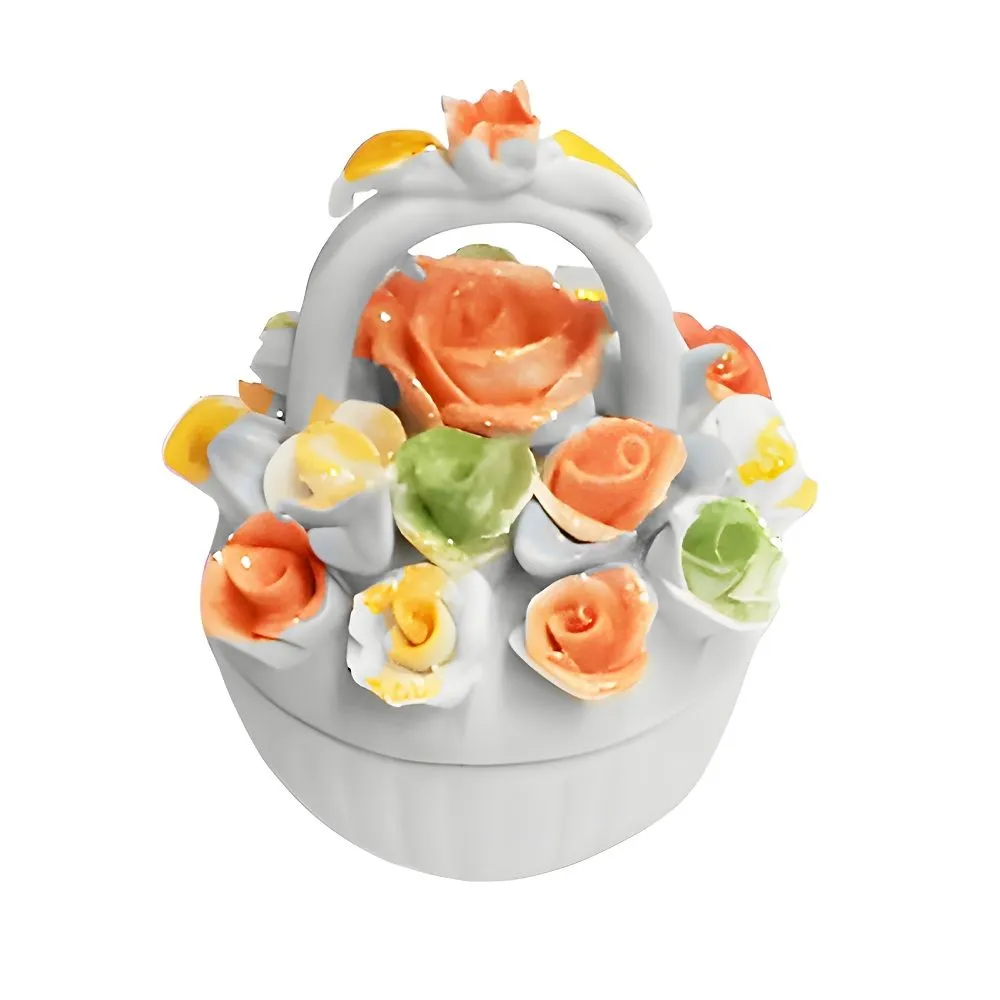 Canasta Alhajero Porcelana con Flores