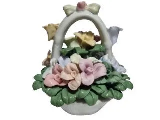 Canasta Porcelana con Flores 12cm