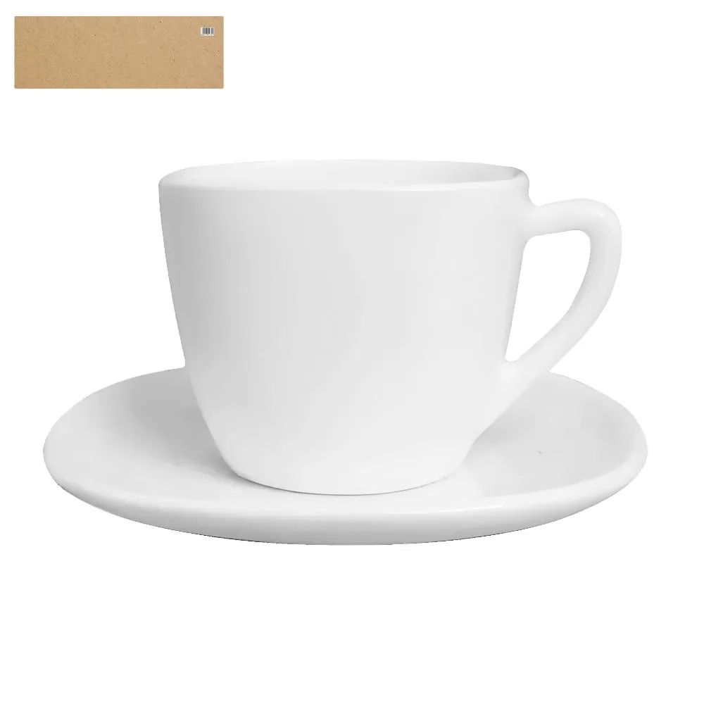 Opalina Blanca Cuad. Taza con Plato